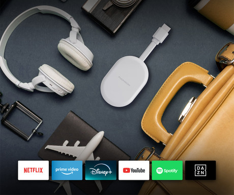 THOMSON 150 GO CAST multimedijski predvajalnik / center, 4K UHD, Google TV, WiFi, Bluetooth, Dolby Audio, Google Assistant, Chromecast, pametni daljinec, bel (Pure White)
