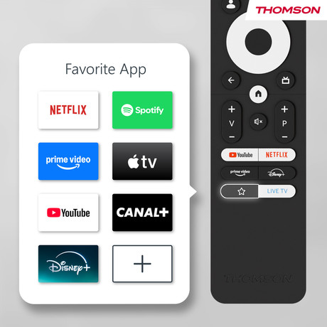 THOMSON 65UG5X15 LED TV sprejemnik, 164cm (65"), 4K UHD, Google TV, WiFi, Bluetooth, HDR10, Dolby Audio, Google Assistant, Chromecast, HOTEL Mode, Frameless oblika, pametni daljinec