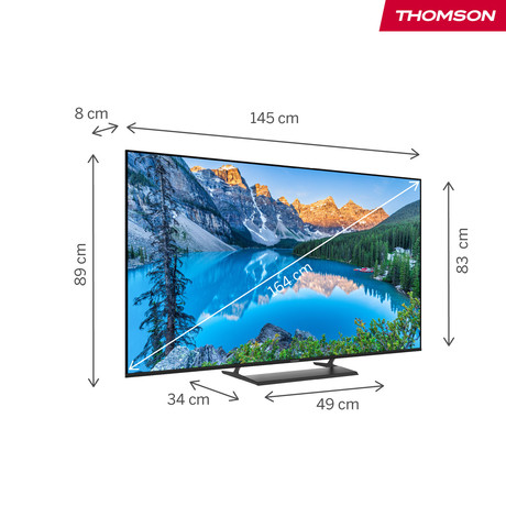 THOMSON 65UG5X15 LED TV sprejemnik, 164cm (65"), 4K UHD, Google TV, WiFi, Bluetooth, HDR10, Dolby Audio, Google Assistant, Chromecast, HOTEL Mode, Frameless oblika, pametni daljinec