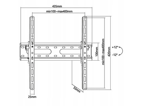 BLOW 76-878 nosilec za TV sprejemnik 32"-85", do 12­° naklona, do 45kg, VESA standard do 400x400mm, jeklo