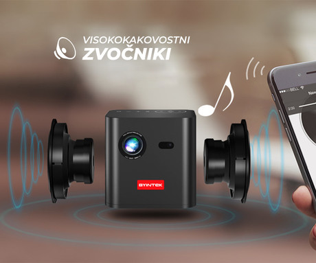 BYINTEK UFO P19 prenosni 3D LED DLP projektor, Android, Dual WiFi, Bluetooth, 2GB+32GB, baterija, 300 ANSI lumnov, STEREO zvočniki, max 4K UHD, HDMI / USB-A / USB-C, +daljinec, +torbica
