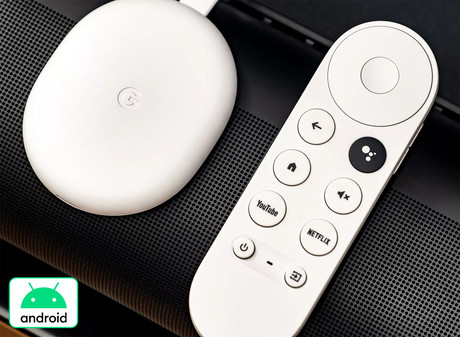 Google CHROMECAST 4K multimedijski predvajalnik / center, 4K UHD, HDR10, Dolby Atmos, Google Home + Assistant, WiFi, Bluetooth, glasovni daljinski upravljalnik, bel (Snow)