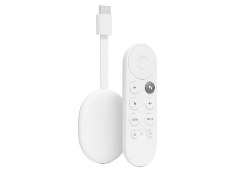 Google CHROMECAST 4K multimedijski predvajalnik / center, 4K UHD, HDR10, Dolby Atmos, Google Home + Assistant, WiFi, Bluetooth, glasovni daljinski upravljalnik, bel (Snow)