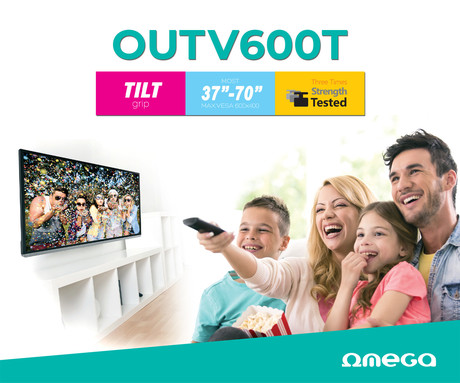 Nosilec za TV OMEGA OUTV600T, 30"-70", naklon,  Vesa do 600x400, do 30kg, naklon od -8° do +15°, profil 53mm