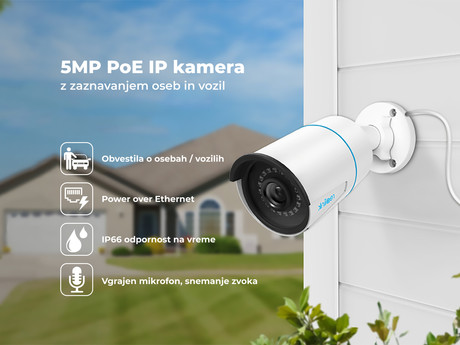 EOL -  Kamera Reolink RLC-510A, PoE, 5MP Super HD, AI, nočno snemanje, IP66, upravljanje na daljavo