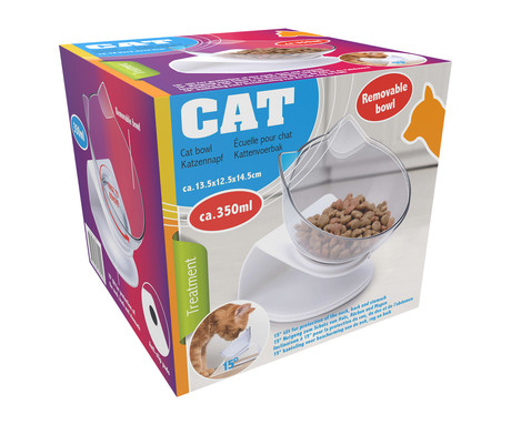 Pet Treatment posoda s stojalom za mačke, 350ml, za hrano / vodo, 15° nagib, 13.5x12.5x14cm