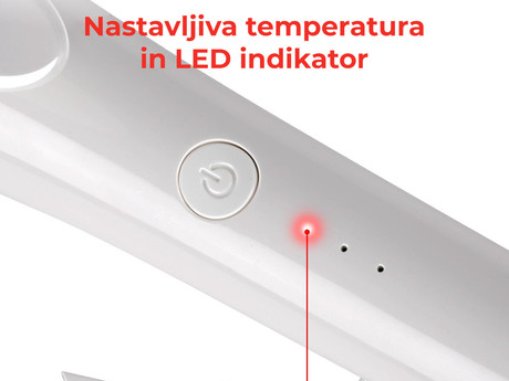 ALPINA ravnalnik / likalnik za lase, 25W, nastavljiva temperatura, LED indikator, 360° kabel, bel