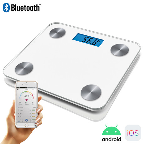 Osebna PAMETNA tehtnica Platinet PBSBTB, Bluetooth, aplikacija Android+IOS, do 180kg, bele barve