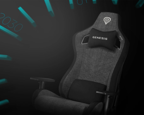 GENESIS NITRO 660 gaming / pisarniški stol, ergonomski, nastavljiva višina / naklon, zibanje, 2x blazina, 2D nasloni za roke, kolesa CareGLide™, tkanina, do 150kg, črno siv