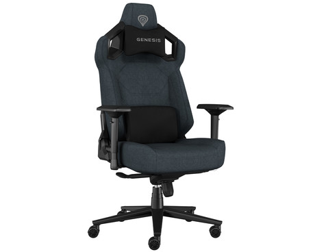 GENESIS NITRO 800 gaming / pisarniški stol, ergonomski, nastavljiva višina / naklon, zibanje, 2x blazina, 4D nasloni za roke, kolesa CareGLide™, tkanina, do 150kg, črno siv
