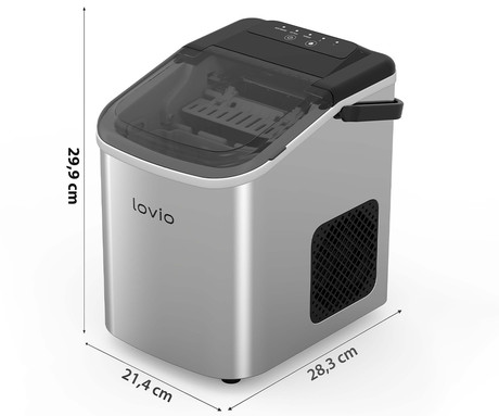 MANTA LOVIO LVIM001SL ledomat / naprava za izdelovanje ledu, 112W, 10kg/24ur, 1.1L rezervoar, S/L velikost kock, samodejno čiščenje, tiho delovanje, nerjaveče jeklo, +zajemalka, srebrn (Silver)