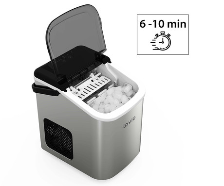 MANTA LOVIO LVIM001SL ledomat / naprava za izdelovanje ledu, 112W, 10kg/24ur, 1.1L rezervoar, S/L velikost kock, samodejno čiščenje, tiho delovanje, nerjaveče jeklo, +zajemalka, srebrn (Silver)