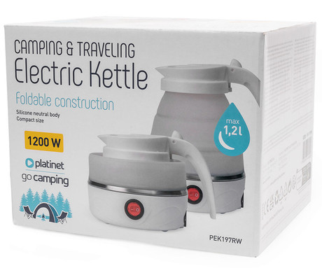 PLATINET PEK197R grelnik vode, zložljiv, 1.2L, 1200W, samodejni izklop, silikon, bel