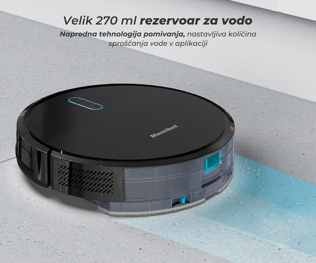 MAMIBOT EXVAC730 MARVLO robotski sesalnik, 3v1 hibrid (sesanje, pometanje, pomivanje), 3000Pa moč, GYRO 6.0 navigacija, WIFI, 2600mAh baterija, 2v1 rezervoar, aplikacija, bel (Cloud White)