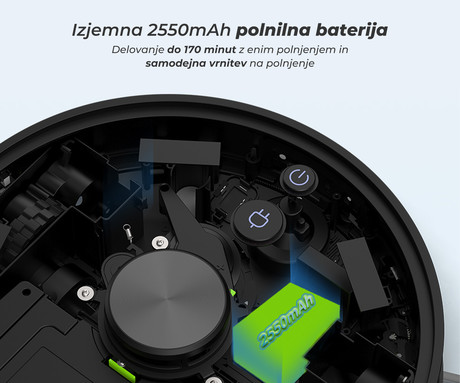 MAMIBOT EXVAC800S MACHO robotski sesalnik, 3v1 hibrid (sesanje, pometanje, pomivanje), 5000Pa moč, LDS 5.0 navigacija, WIFI, 2v1 polnilna postaja CRAFT H, 2v1 rezervoar, aplikacija, črn (Nebula Black)