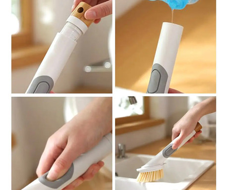 ALPINA krtača za pomivanje posode, z dozirnikom mila, multifunkcijska, les, ABS, 25x3x3cm