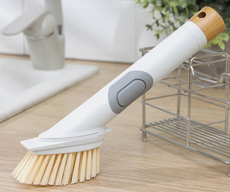 ALPINA krtača za pomivanje posode, z dozirnikom mila, multifunkcijska, les, ABS, 25x3x3cm