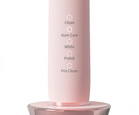 MANTA LOVIO SonicProtect PRO sonična električna zobna ščetka, 5 nastavkov, 5 načinov, 3 stopnje, senzor pritiska, Sonic Vibration tehnologija, baterija, IPX8 vodoodpornost, dodatki, roza(Blush Pink)