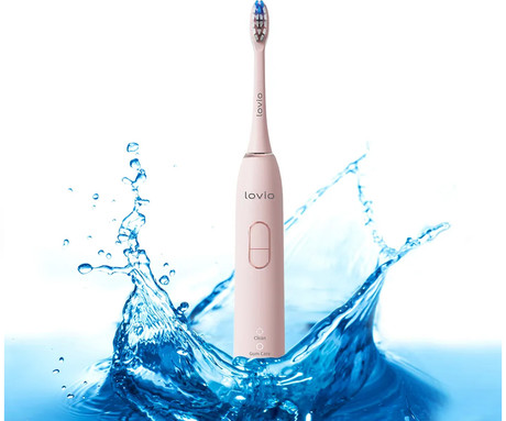 MANTA LOVIO SonicProtect PRO sonična električna zobna ščetka, 5 nastavkov, 5 načinov, 3 stopnje, senzor pritiska, Sonic Vibration tehnologija, baterija, IPX8 vodoodpornost, dodatki, roza(Blush Pink)