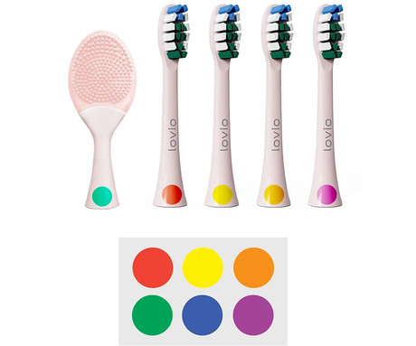 MANTA LOVIO SonicProtect PRO sonična električna zobna ščetka, 5 nastavkov, 5 načinov, 3 stopnje, senzor pritiska, Sonic Vibration tehnologija, baterija, IPX8 vodoodpornost, dodatki, roza(Blush Pink)