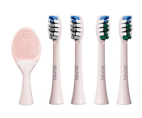 MANTA LOVIO SonicProtect PRO sonična električna zobna ščetka, 5 nastavkov, 5 načinov, 3 stopnje, senzor pritiska, Sonic Vibration tehnologija, baterija, IPX8 vodoodpornost, dodatki, roza(Blush Pink)