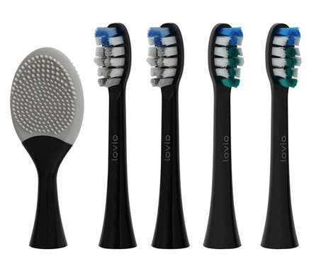 MANTA LOVIO SonicProtect PRO sonična električna zobna ščetka, 5 nastavkov, 5 načinov, 3 stopnje, senzor pritiska, Sonic Vibration tehnologija, baterija, IPX8 vodoodpornost, dodatki, črna(Carbon Black)