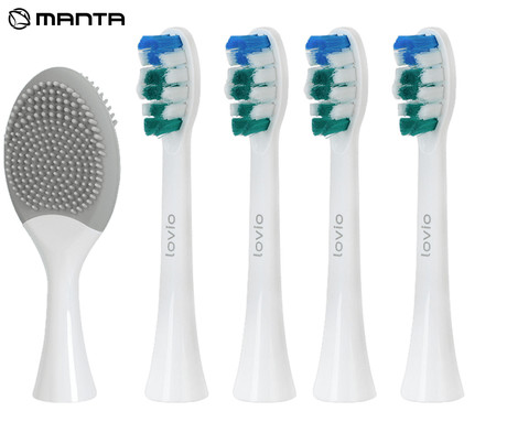 MANTA LOVIO SonicProtect PRO glave za električno zobno ščetko ščetka, 5 glav, mehka trdota, bele (Pure White)