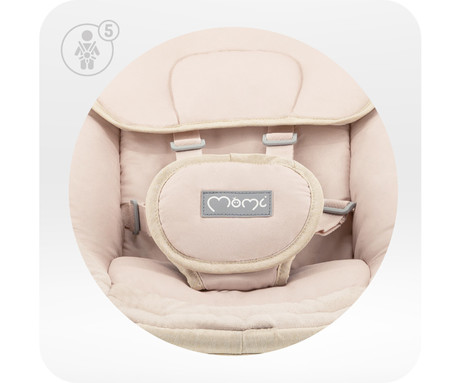 MoMi KENANI SAND 2v1 otroški gugalnik / zibelka, električni, Bluetooth, 5 načinov zibanja, nastavljiv časovnik, melodije, lok z igračami, varnostni pas, daljinski upravljalnik, bež (Sand)