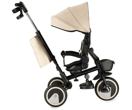 MoMi IVI 3v1 otroški voziček / kolo / tricikel, večnamenski, nastavljiv, zložljiv, črno-bež