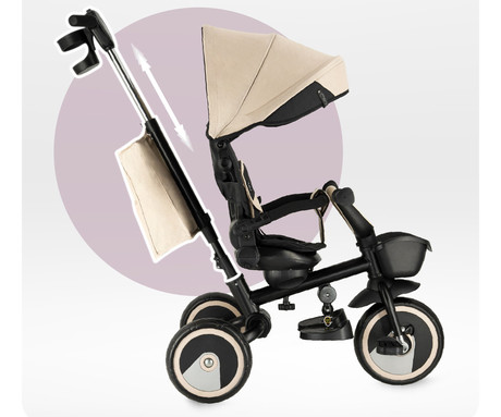 MoMi IVI 3v1 otroški voziček / kolo / tricikel, večnamenski, nastavljiv, zložljiv, črno-bež