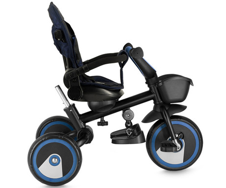 MoMi IVI 3v1 otroški voziček / kolo / tricikel, večnamenski, nastavljiv, zložljiv, črno-moder