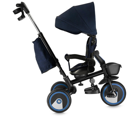 MoMi IVI 3v1 otroški voziček / kolo / tricikel, večnamenski, nastavljiv, zložljiv, črno-moder