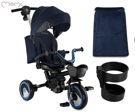 MoMi IVI 3v1 otroški voziček / kolo / tricikel, večnamenski, nastavljiv, zložljiv, črno-moder