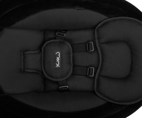 MoMi KENANI ONYX 2v1 otroški gugalnik / zibelka, električni, Bluetooth, 5 načinov zibanja, nastavljiv časovnik, melodije, lok z igračami, varnostni pas, daljinski upravljalnik, črn (Onyx)