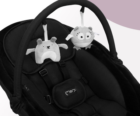 MoMi KENANI ONYX 2v1 otroški gugalnik / zibelka, električni, Bluetooth, 5 načinov zibanja, nastavljiv časovnik, melodije, lok z igračami, varnostni pas, daljinski upravljalnik, črn (Onyx)