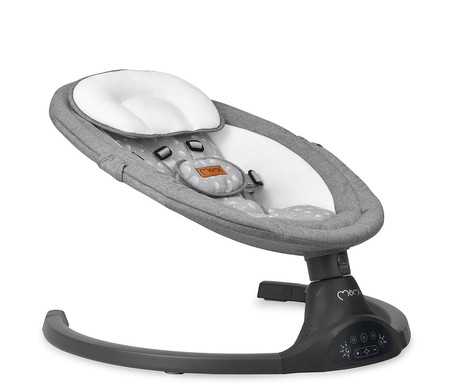 MoMi KENANI 2v1 otroški gugalnik / zibelka, električni, Bluetooth, 5 načinov zibanja, 10 melodij, časovnik, igrače, strehica, mreža, varnostni pasovi, zložljiv, +daljinec, temno siva