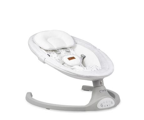 MoMi KENANI 2v1 otroški gugalnik / zibelka, električni, Bluetooth, 5 načinov zibanja, 10 melodij, časovnik, igrače, strehica, mreža, varnostni pasovi, zložljiv, +daljinec, svetlo siva