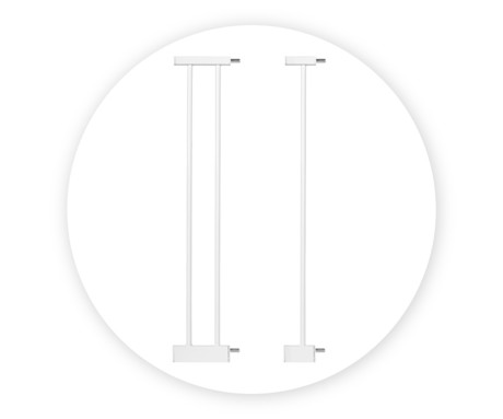 MoMi PAXI otroška ograja / pregrada, varnostna, 2x podaljšek, prilagodljiva velikost, dvojna ključavnica, samodejno zapiranje, odpiranje v obe smeri,  od 75 cm do 103 cm, bela