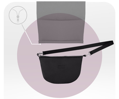 MoMi SARDI 2v1 spalna vreča, izolacijska, vodoodporna, zaščitna, univerzalna oblika, snemljivo krzno, zadrga, luknje za pas, torba, črna