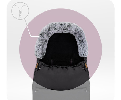 MoMi SARDI 2v1 spalna vreča, izolacijska, vodoodporna, zaščitna, univerzalna oblika, snemljivo krzno, zadrga, luknje za pas, torba, črna