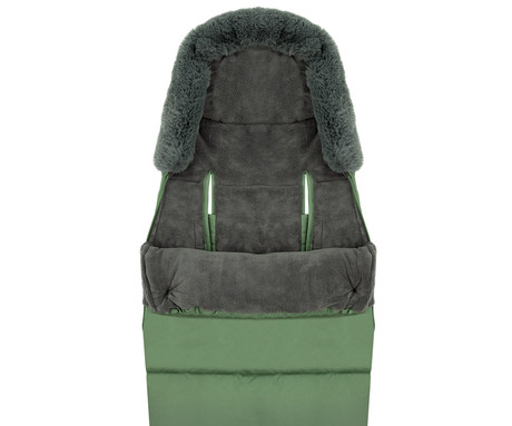 MoMi SARDI 2v1 spalna vreča, izolacijska, vodoodporna, zaščitna, univerzalna oblika, snemljivo krzno, zadrga, luknje za pas, torba, zelena