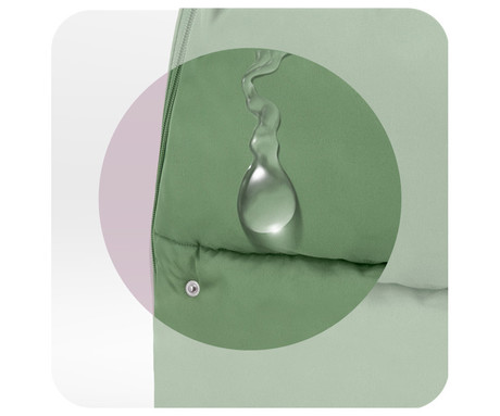 MoMi SARDI 2v1 spalna vreča, izolacijska, vodoodporna, zaščitna, univerzalna oblika, snemljivo krzno, zadrga, luknje za pas, torba, zelena