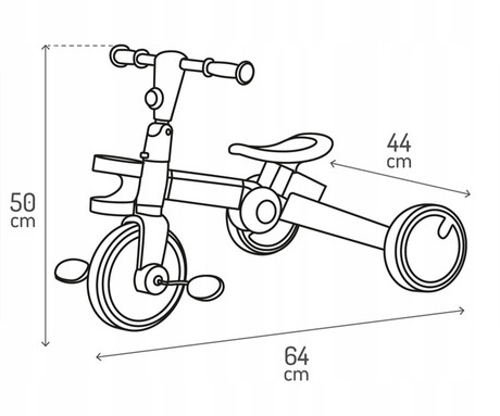 MoMi FILO 3v1 otroški poganjalec / kolo / tricikel, večnamenski, nastavljiv, zložljiv, sivo-črn