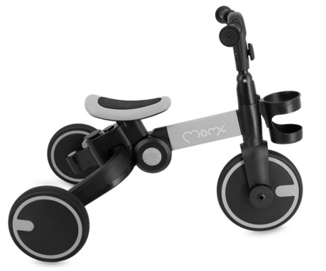 MoMi FILO 3v1 otroški poganjalec / kolo / tricikel, večnamenski, nastavljiv, zložljiv, sivo-črn