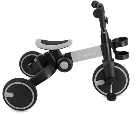 MoMi FILO 3v1 otroški poganjalec / kolo / tricikel, večnamenski, nastavljiv, zložljiv, sivo-črn