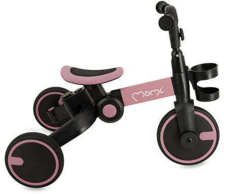 MoMi FILO 3v1 otroški poganjalec / kolo / tricikel, večnamenski, nastavljiv, zložljiv, roza-črn